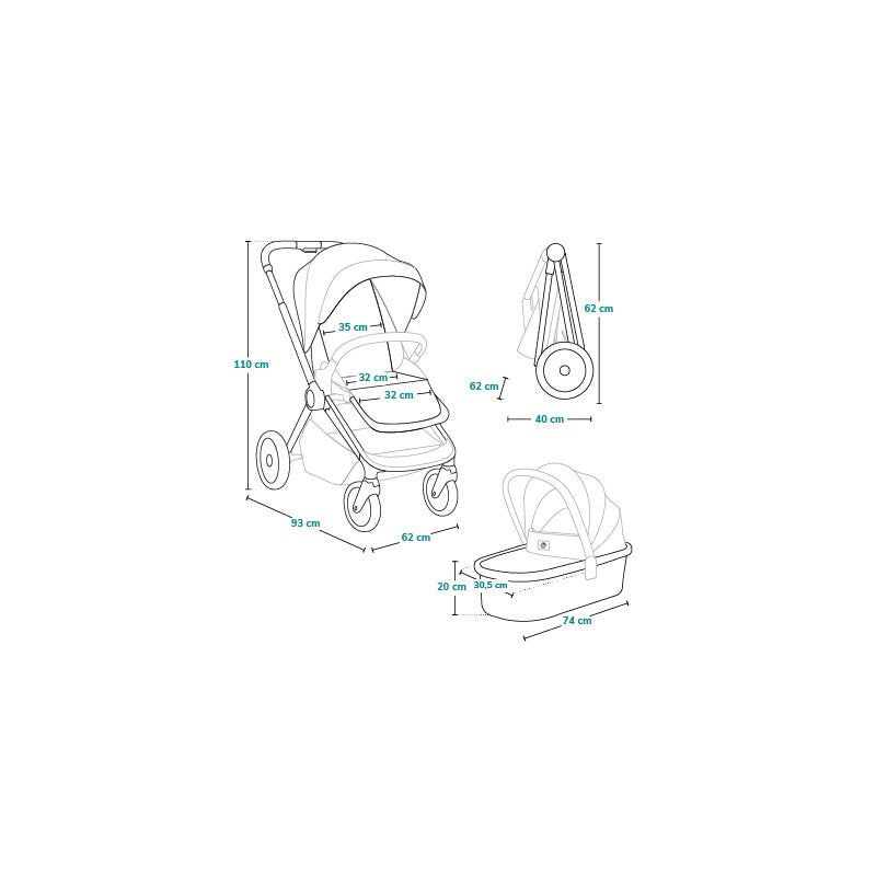 Carucior 3 in 1, Lionelo, Mika Plus, Cadru din aluminiu, Cu landou intarit si salteluta moale, Cu scoica auto testata ADAC, Reversibil, Cu sistem de ventilatie 3D, Cu accesorii, Pana la 22 kg, EN1888-1 EN1888-2 EN1466 ECE R129, Negru