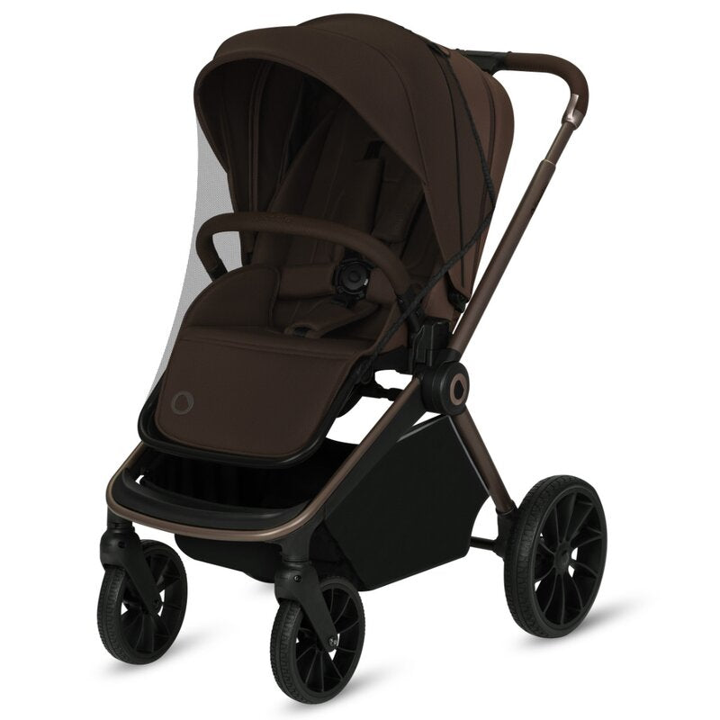 Carucior 3 in 1, Lionelo, Mika Plus, Cadru din aluminiu, Cu landou intarit si salteluta moale, Cu scoica auto testata ADAC, Reversibil, Cu sistem de ventilatie 3D, Cu accesorii, Pana la 22 kg, EN1888-1 EN1888-2 EN1466 ECE R129, Mocha Mousse