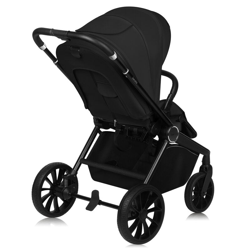 Carucior 3 in 1, Lionelo, Mika Plus, Cadru din aluminiu, Cu landou intarit si salteluta moale, Cu scoica auto testata ADAC, Reversibil, Cu sistem de ventilatie 3D, Cu accesorii, Pana la 22 kg, EN1888-1 EN1888-2 EN1466 ECE R129, Negru