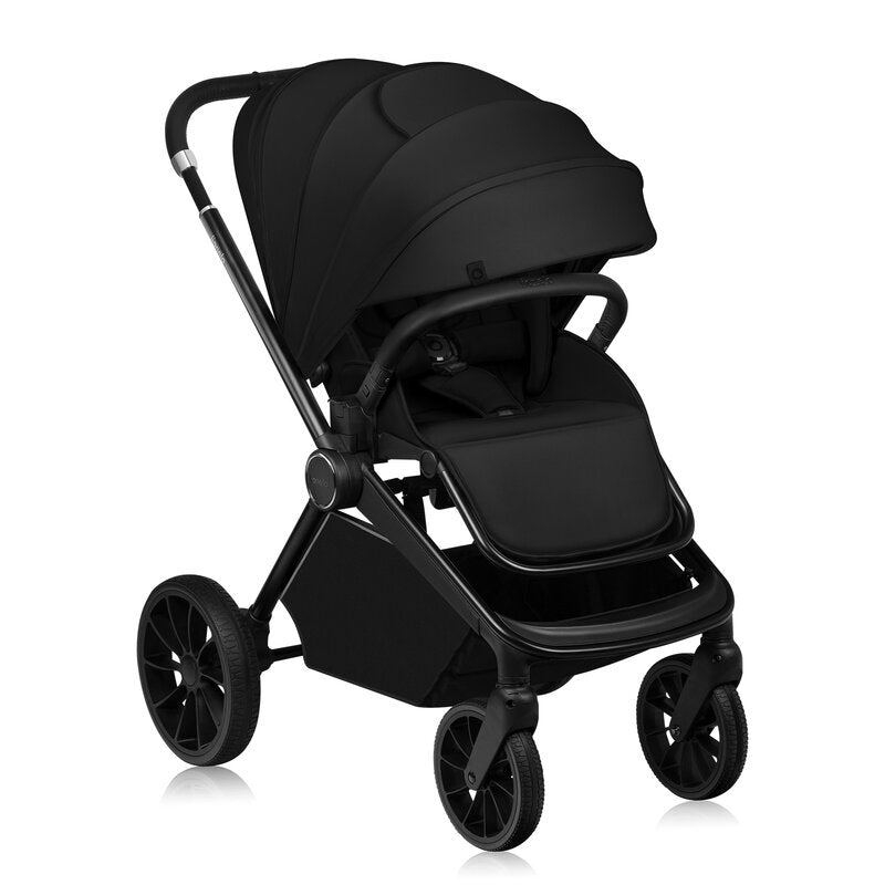 Carucior 3 in 1, Lionelo, Mika Plus, Cadru din aluminiu, Cu landou intarit si salteluta moale, Cu scoica auto testata ADAC, Reversibil, Cu sistem de ventilatie 3D, Cu accesorii, Pana la 22 kg, EN1888-1 EN1888-2 EN1466 ECE R129, Negru