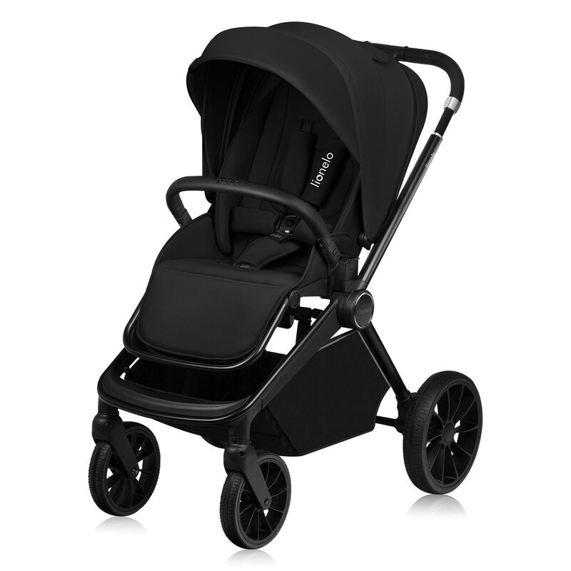 Carucior 3 in 1, Lionelo, Mika Plus, Cadru din aluminiu, Cu landou intarit si salteluta moale, Cu scoica auto testata ADAC, Reversibil, Cu sistem de ventilatie 3D, Cu accesorii, Pana la 22 kg, EN1888-1 EN1888-2 EN1466 ECE R129, Negru