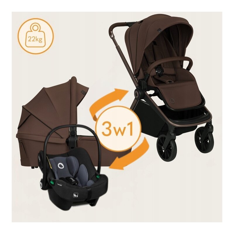 Carucior 3 in 1 Lionelo Mika Plus, Mocha Mousse - landou