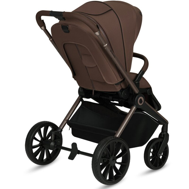 Carucior 3 in 1, Lionelo, Mika Plus, Cadru din aluminiu, Cu landou intarit si salteluta moale, Cu scoica auto testata ADAC, Reversibil, Cu sistem de ventilatie 3D, Cu accesorii, Pana la 22 kg, EN1888-1 EN1888-2 EN1466 ECE R129, Mocha Mousse