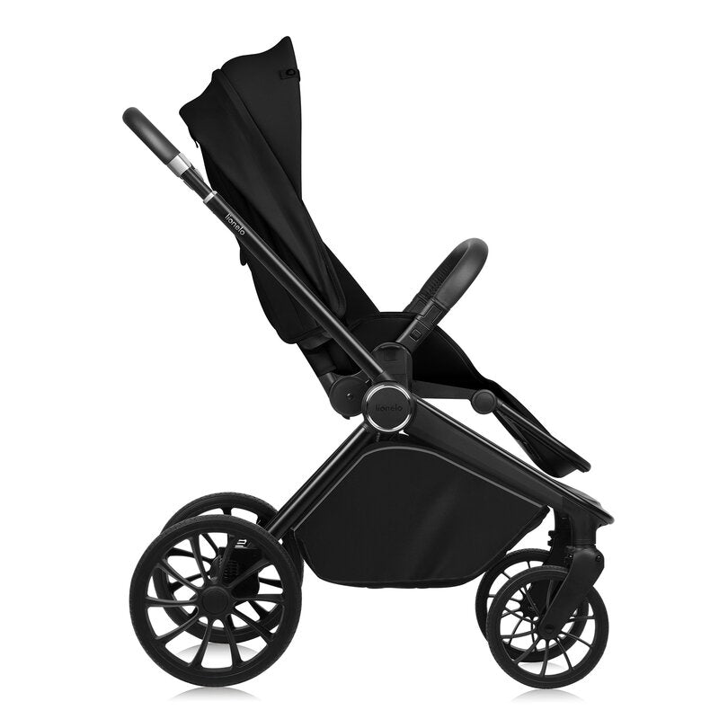 Carucior 3 in 1, Lionelo, Mika Plus, Cadru din aluminiu, Cu landou intarit si salteluta moale, Cu scoica auto testata ADAC, Reversibil, Cu sistem de ventilatie 3D, Cu accesorii, Pana la 22 kg, EN1888-1 EN1888-2 EN1466 ECE R129, Negru