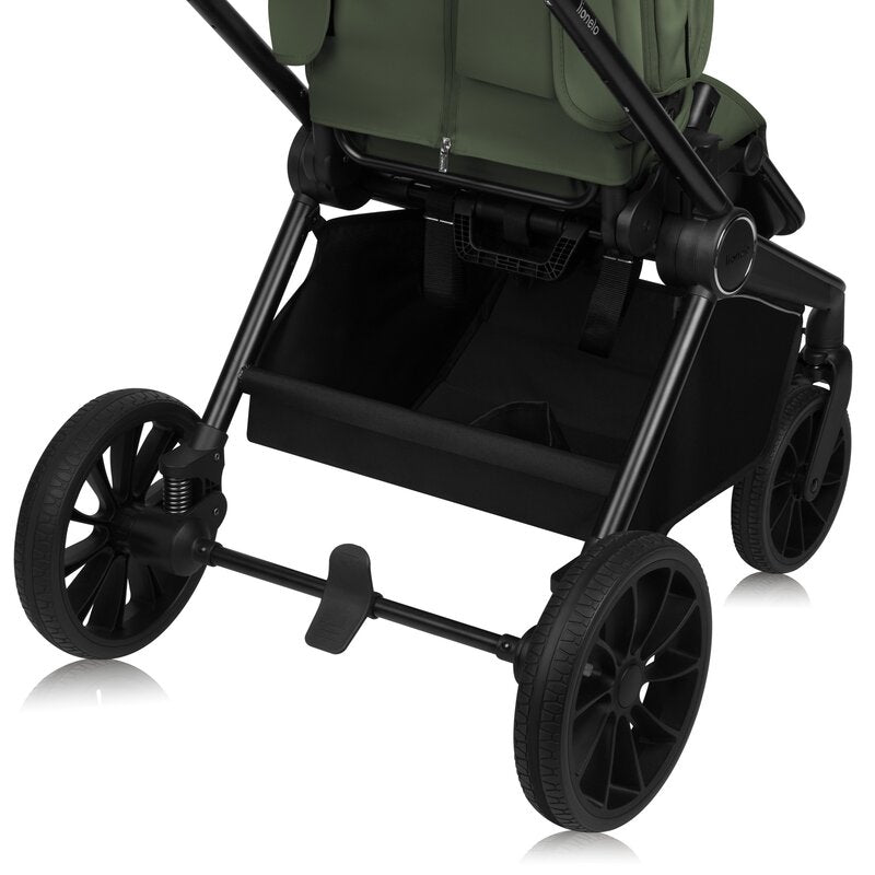 Carucior 3 in 1, Lionelo, Mika Plus, Cadru din aluminiu, Cu landou intarit si salteluta moale, Cu scoica auto testata ADAC, Reversibil, Cu sistem de ventilatie 3D, Cu accesorii, Pana la 22 kg, EN1888-1 EN1888-2 EN1466 ECE R129, Verde