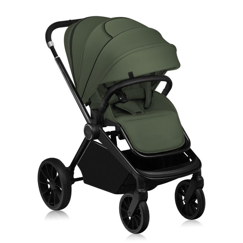Carucior 3 in 1, Lionelo, Mika Plus, Cadru din aluminiu, Cu landou intarit si salteluta moale, Cu scoica auto testata ADAC, Reversibil, Cu sistem de ventilatie 3D, Cu accesorii, Pana la 22 kg, EN1888-1 EN1888-2 EN1466 ECE R129, Verde