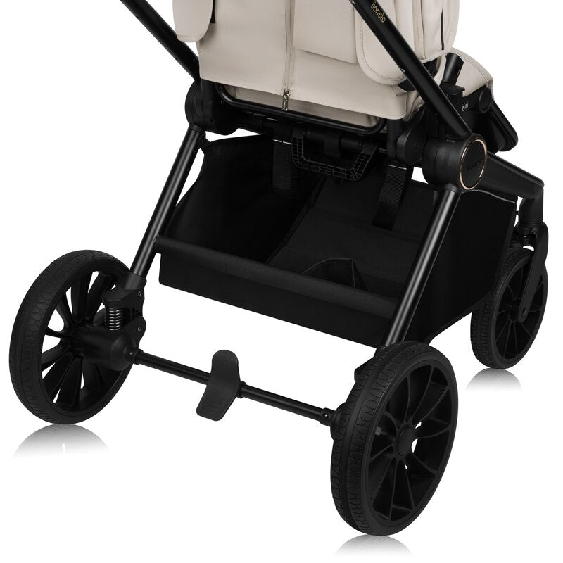 Carucior 3 in 1, Lionelo, Mika Plus, Cadru din aluminiu, Cu landou intarit si salteluta moale, Cu scoica auto testata ADAC, Reversibil, Cu sistem de ventilatie 3D, Cu accesorii, Pana la 22 kg, EN1888-1 EN1888-2 EN1466 ECE R129, Bej