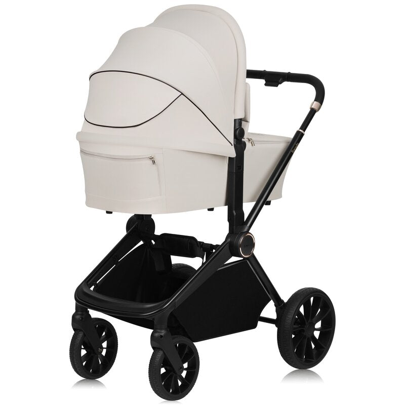Carucior 3 in 1, Lionelo, Mika Plus, Cadru din aluminiu, Cu landou intarit si salteluta moale, Cu scoica auto testata ADAC, Reversibil, Cu sistem de ventilatie 3D, Cu accesorii, Pana la 22 kg, EN1888-1 EN1888-2 EN1466 ECE R129, Bej