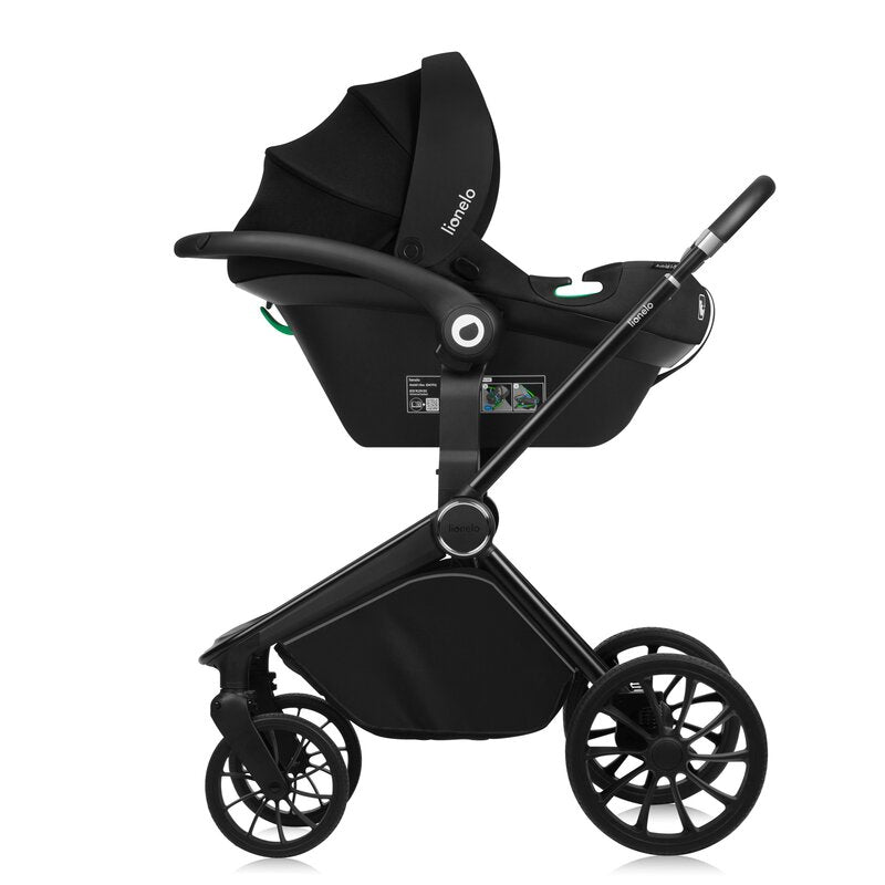 Carucior 3 in 1, Lionelo, Mika Plus, Cadru din aluminiu, Cu landou intarit si salteluta moale, Cu scoica auto testata ADAC, Reversibil, Cu sistem de ventilatie 3D, Cu accesorii, Pana la 22 kg, EN1888-1 EN1888-2 EN1466 ECE R129, Gri