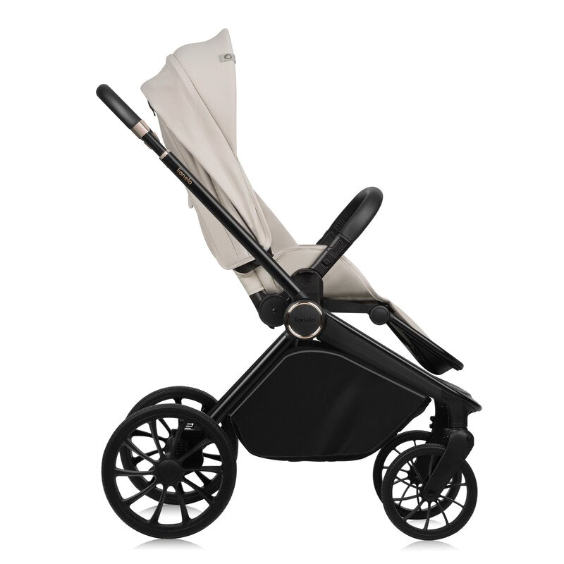 Carucior 3 in 1, Lionelo, Mika Plus, Cadru din aluminiu, Cu landou intarit si salteluta moale, Cu scoica auto testata ADAC, Reversibil, Cu sistem de ventilatie 3D, Cu accesorii, Pana la 22 kg, EN1888-1 EN1888-2 EN1466 ECE R129, Bej