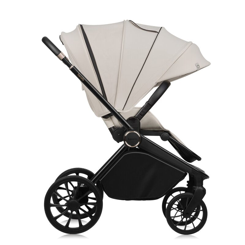 Carucior 3 in 1, Lionelo, Mika Plus, Cadru din aluminiu, Cu landou intarit si salteluta moale, Cu scoica auto testata ADAC, Reversibil, Cu sistem de ventilatie 3D, Cu accesorii, Pana la 22 kg, EN1888-1 EN1888-2 EN1466 ECE R129, Bej
