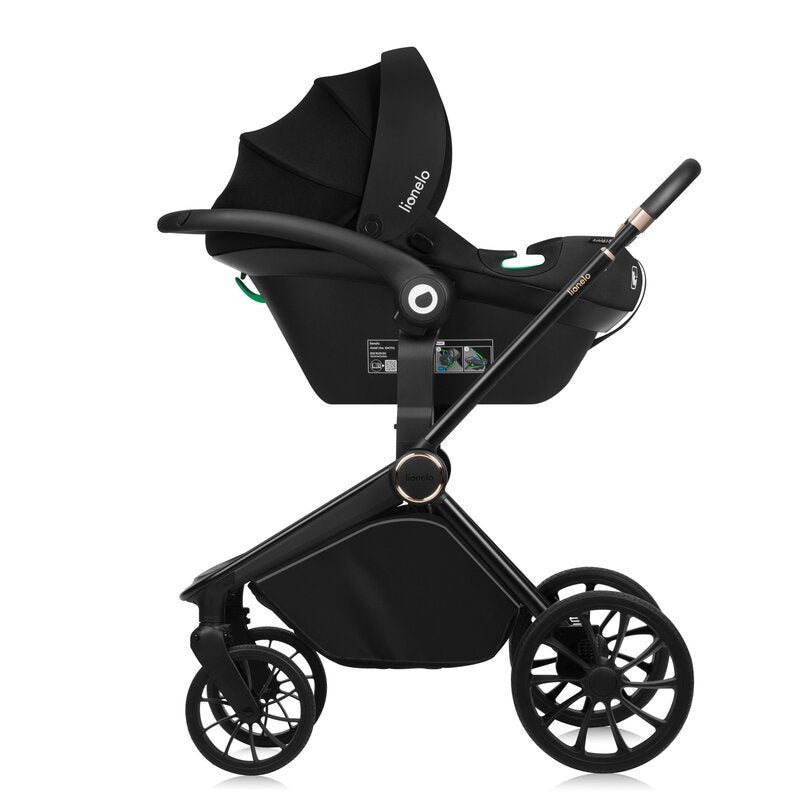 Carucior 3 in 1, Lionelo, Mika Plus, Cadru din aluminiu, Cu landou intarit si salteluta moale, Cu scoica auto testata ADAC, Reversibil, Cu sistem de ventilatie 3D, Cu accesorii, Pana la 22 kg, EN1888-1 EN1888-2 EN1466 ECE R129, Bej