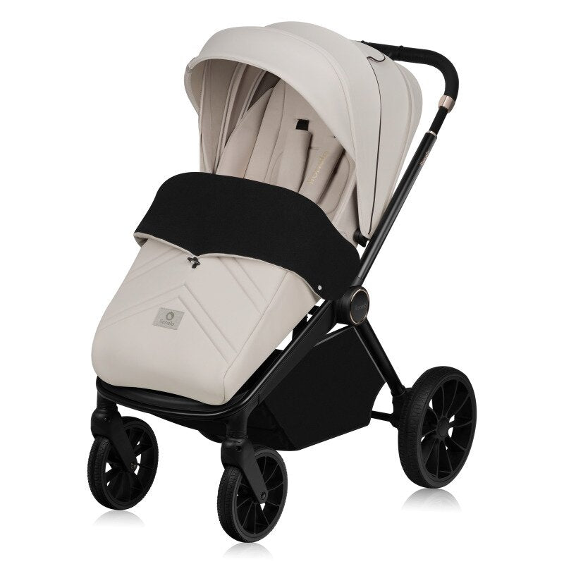 Carucior 3 in 1, Lionelo, Mika Plus, Cadru din aluminiu, Cu landou intarit si salteluta moale, Cu scoica auto testata ADAC, Reversibil, Cu sistem de ventilatie 3D, Cu accesorii, Pana la 22 kg, EN1888-1 EN1888-2 EN1466 ECE R129, Bej