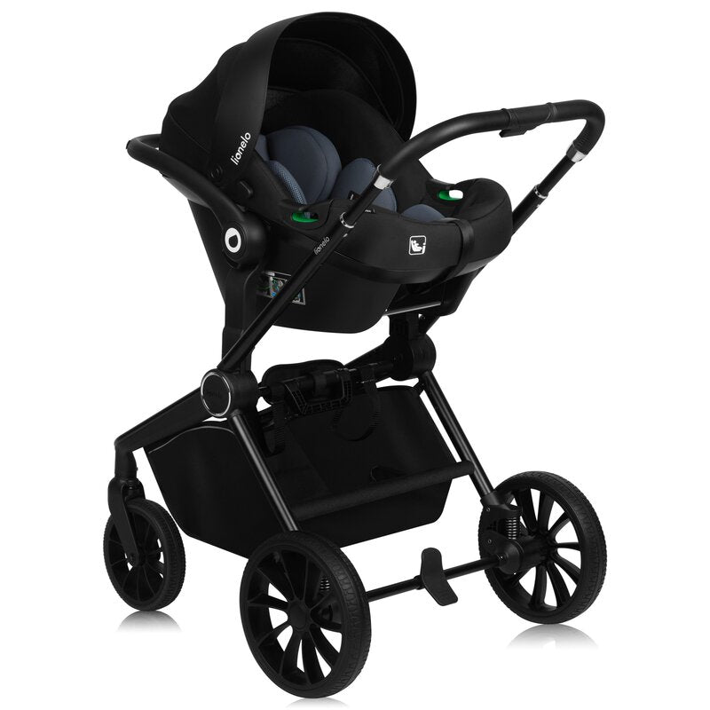 Carucior 3 in 1, Lionelo, Mika Plus, Cadru din aluminiu, Cu landou intarit si salteluta moale, Cu scoica auto testata ADAC, Reversibil, Cu sistem de ventilatie 3D, Cu accesorii, Pana la 22 kg, EN1888-1 EN1888-2 EN1466 ECE R129, Verde