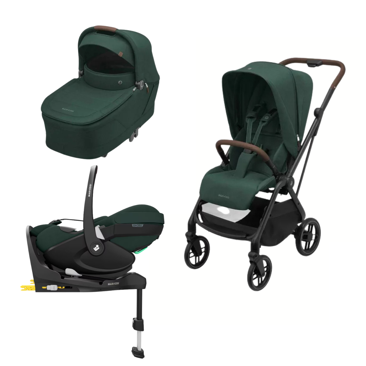 Carucior 4 in 1 Maxi-Cosi Leona 2 + Landou Sense+ Scoica auto Pebble 360 Pro 2+ Baza isofix 360