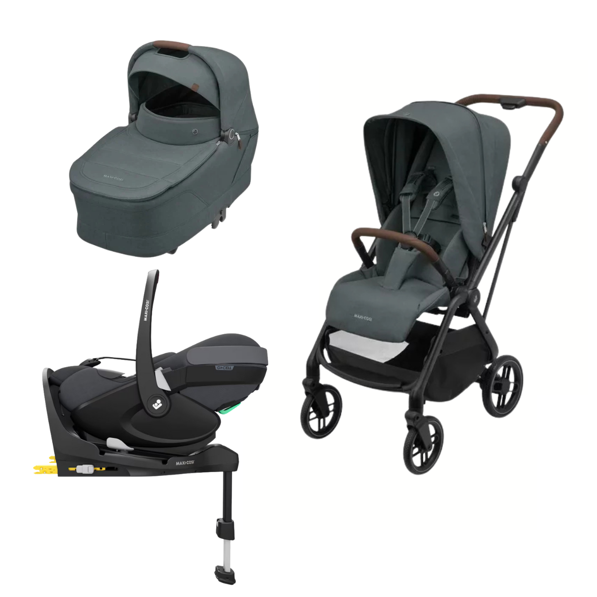 Carucior 4 in 1 Maxi-Cosi Leona 2 + Landou Sense+ Scoica auto Pebble 360 Pro 2+ Baza isofix 360