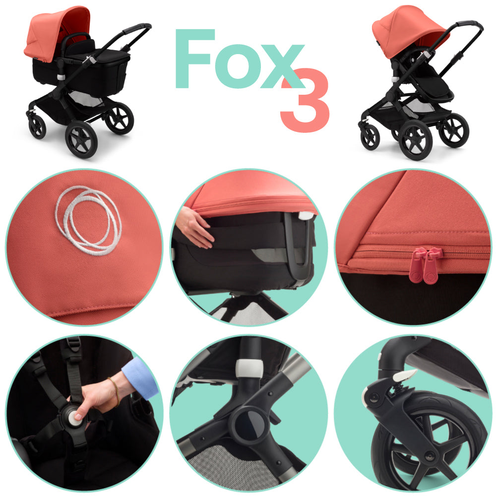Carucior Bugaboo Fox 3 Black Forest Green 2 in 1