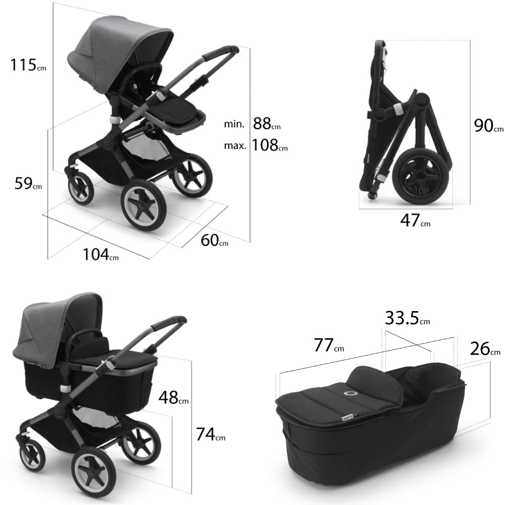 Carucior Bugaboo Fox 3 Black Forest Green 2 in 1