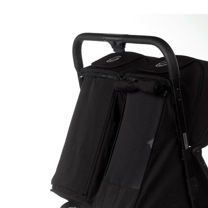 Carucior gemeni pliabil Twinside, Jane, Pliere rapida cu o mana, De la nastere pana la 22 Kg, Cu huse pentru ploaie, Spatare independente, Cu suspensii, Conform cu EN 1888-2:2018+A1:2023, Coal