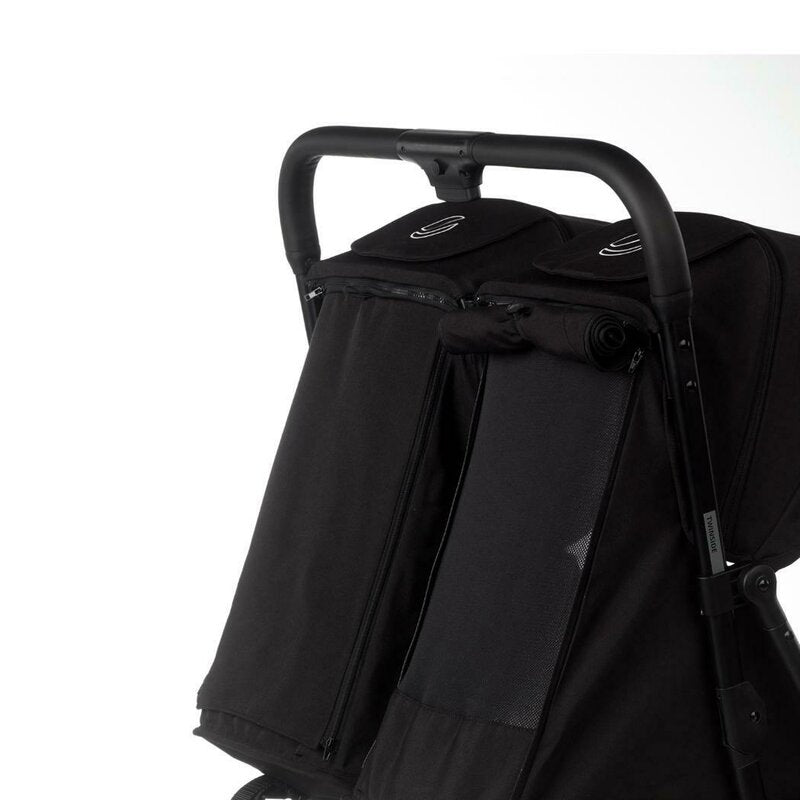 Carucior gemeni pliabil Twinside, Jane, Pliere rapida cu o mana, De la nastere pana la 22 Kg, Cu huse pentru ploaie, Spatare independente, Cu suspensii, Conform cu EN 1888-2:2018+A1:2023, Coal