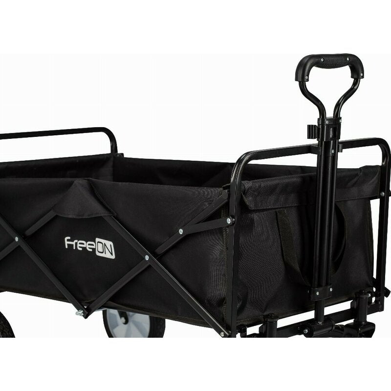 Carucior pliabil, FreeON, Pentru transportul diferitelor obiecte atat in casa, cat si in vacanta, Cu 2 buzunare, Maner reglabil 71-101 cm, Pana la 100 kg, 95x54x101 cm, Black