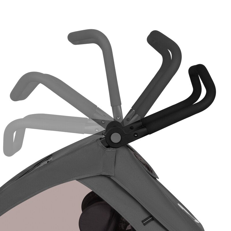 Carucior si remorca de bicicleta, Lionelo, Cama, Multifunctional, Pentru 1 sau 2 copii, Cu sistem de absorbtie a socurilor SIQ, Geamuri cu protectie solara, Gri