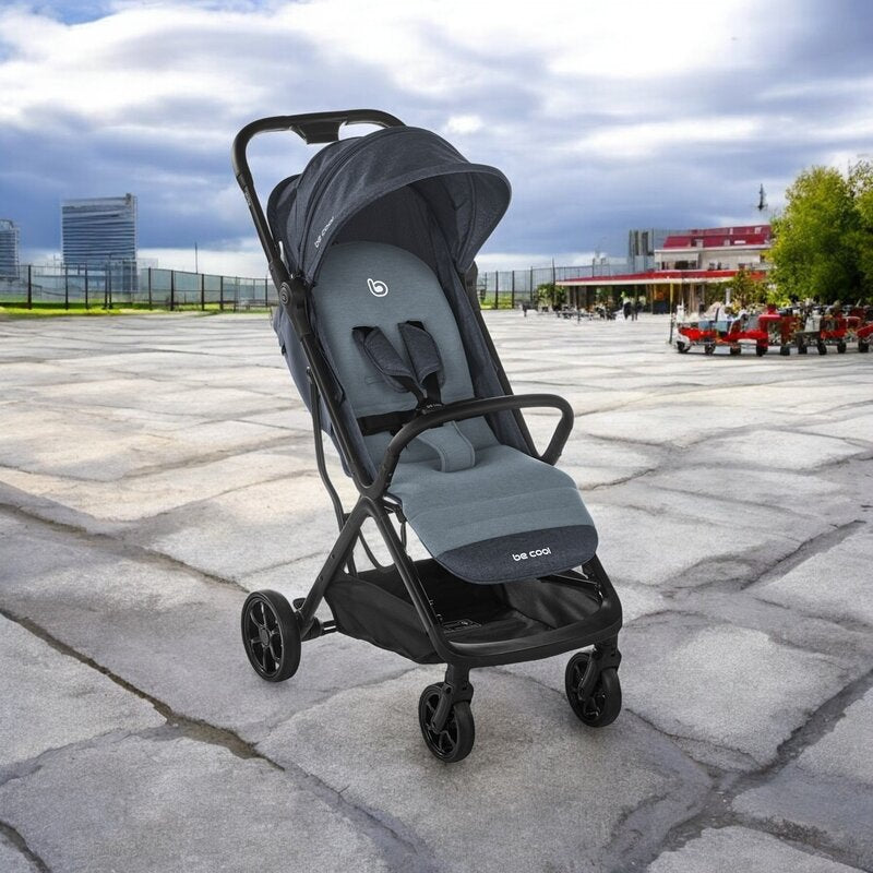 Carucior sport, Be Cool, Strike, Cu pliere automata, Roti cu suspensii, De la nastere pana la 22 Kg, 6.88 Kg, Be Azure