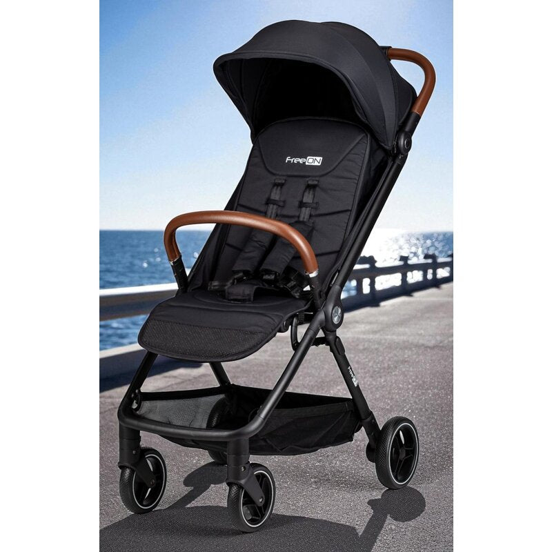 Carucior sport, FreeON, Bold, Pliabil automat, Roti cu suspensii, De la nastere pana la 22 kg, Cu spatar reglabil in 3 pozitii, Black