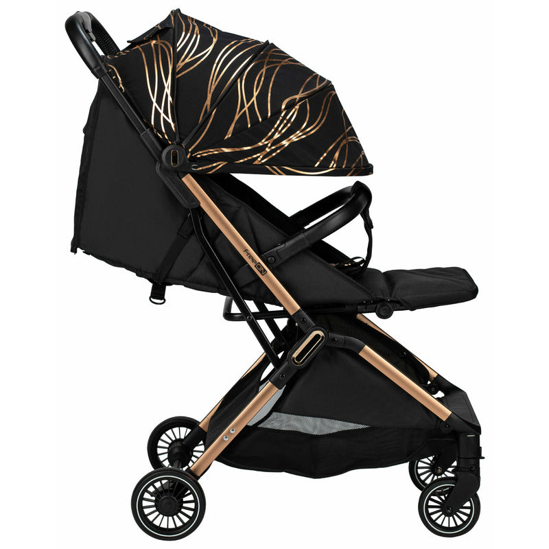Carucior sport, FreeON, Unique, Pliabil automat, Spatar reglabil, Suport pentru sticla, 6.6 Kg, Conform cu standardul european de securitate EN 1888-2:2018, Gold Rose