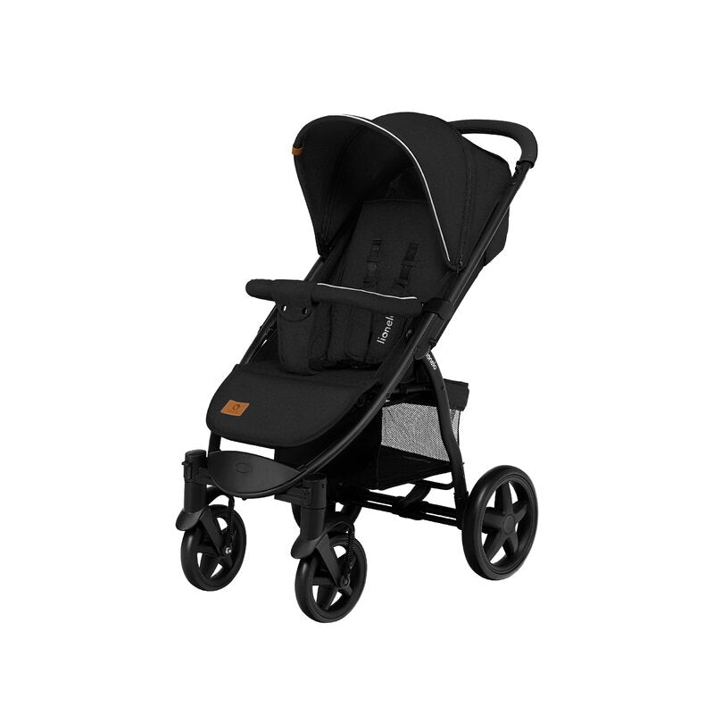 Carucior sport, Lionelo, Annet Plus, De la nastere, Cu accesorii si capotina XXL reglabila, 0 - 22 Kg, Conform cu standardele europene de securitate EN1888-1 si EN1888-2, Negru