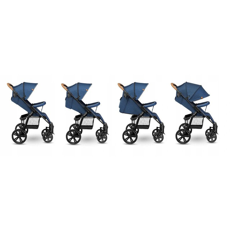 Carucior sport, Lionelo, Annet Plus, De la nastere, Cu accesorii si capotina XXL reglabila, 0 - 22 Kg, Conform cu standardele europene de securitate EN1888-1 si EN1888-2, Albastru Denim