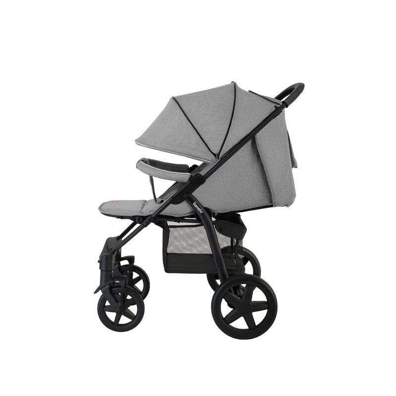 Carucior sport, Lionelo, Annet Plus, De la nastere, Cu accesorii si capotina XXL reglabila, 0 - 22 Kg, Conform cu standardele europene de securitate EN1888-1 si EN1888-2, Gri