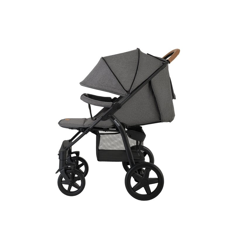 Carucior sport, Lionelo, Annet Plus, De la nastere, Cu accesorii si capotina XXL reglabila, 0 - 22 Kg, Conform cu standardele europene de securitate EN1888-1 si EN1888-2, Gri Caramel