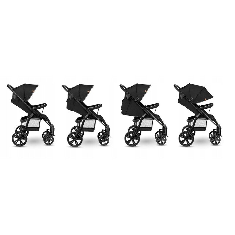 Carucior sport, Lionelo, Annet Plus, De la nastere, Cu accesorii si capotina XXL reglabila, 0 - 22 Kg, Conform cu standardele europene de securitate EN1888-1 si EN1888-2, Negru