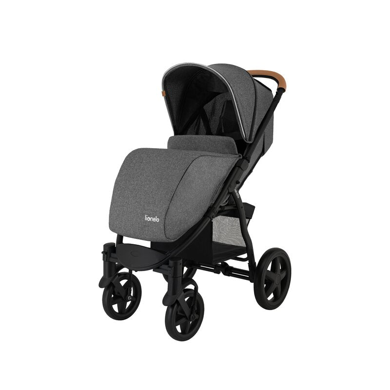 Carucior sport, Lionelo, Annet Plus, De la nastere, Cu accesorii si capotina XXL reglabila, 0 - 22 Kg, Conform cu standardele europene de securitate EN1888-1 si EN1888-2, Gri Caramel