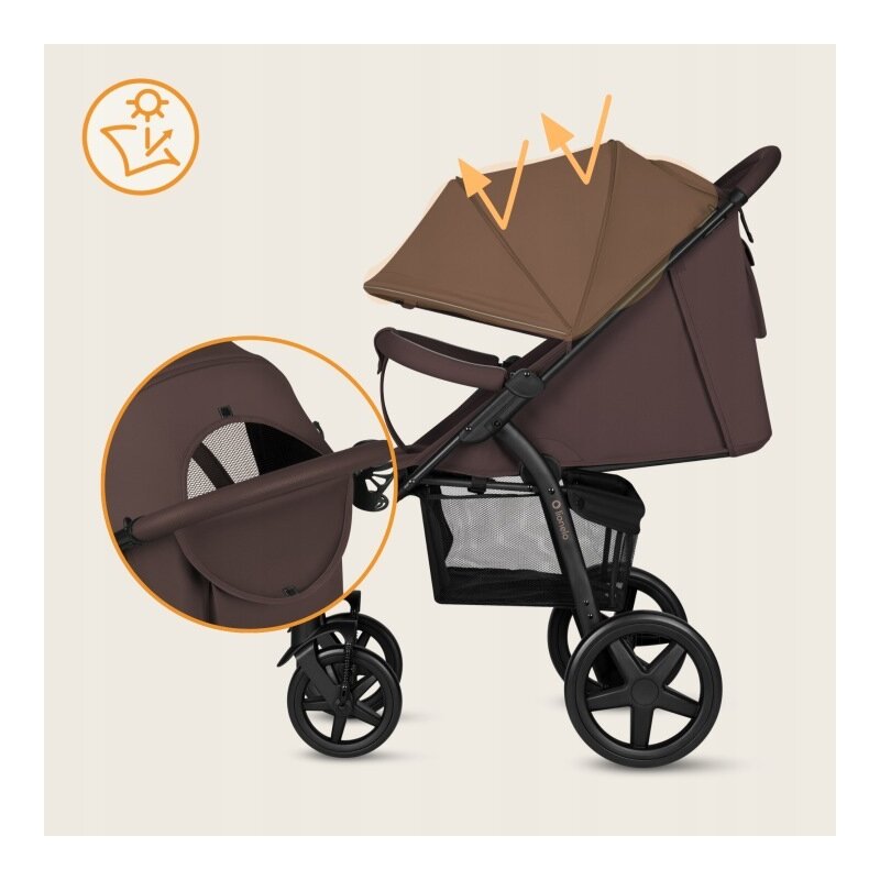 Carucior Sport Lionelo Annet Plus 0-22 kg Roti EVA Amortizoare Capotina XXL Maro