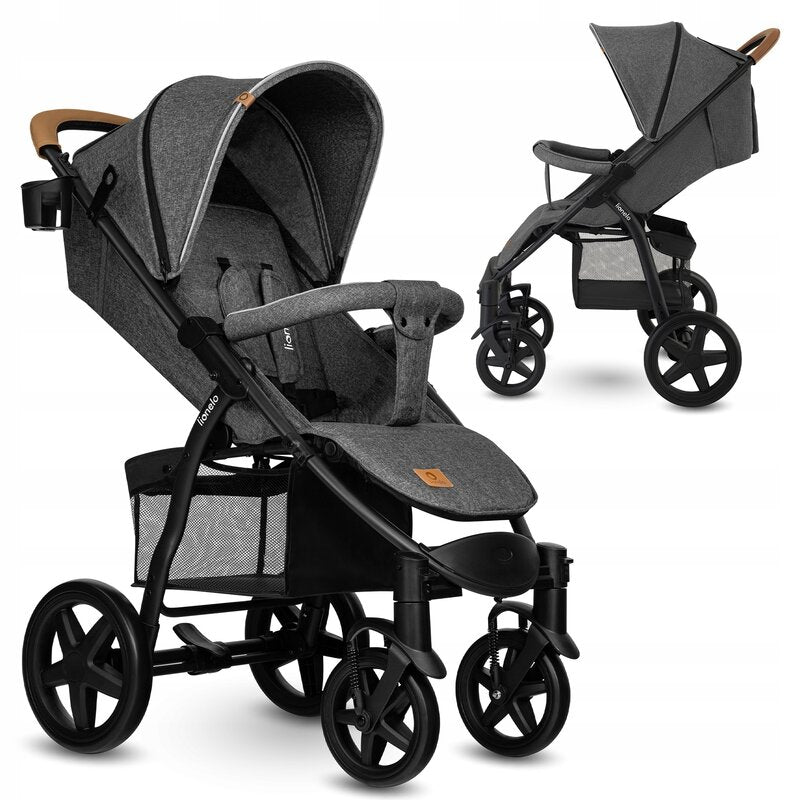 Carucior sport, Lionelo, Annet Tour, De la nastere, Cu capotina impermeabila, Cu filtru UPF 50+, Cu maner reglabil, Plasa de tantari, Suport biberon, Saculet pentru picioare, Pana la 22 kg, Cu certificare TUV, Gri