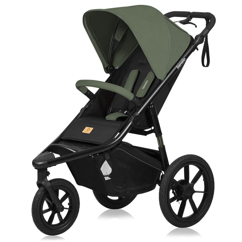 Carucior sport, Lionelo, Azura, Cu 3 roti, Cu baldachin XXL impermeabil, Pliere compacta, Pana la 22 kg, 6-48 luni, Conform cu standardele europene de securitate EN1888-1 si EN1888-2, Verde