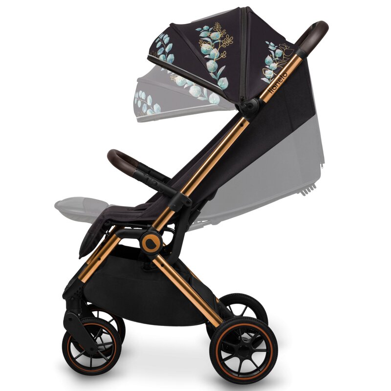 Carucior sport, Lionelo, Cloe, Golden Moments, Editie limitata, Cu accesorii, Cadru din aluminiu, Pana la 22 kg, Usor, Pliere compacta pentru avion, cu o singura mana, Ideal pentru toate tipurile de suprafete, 6 luni+, Negru
