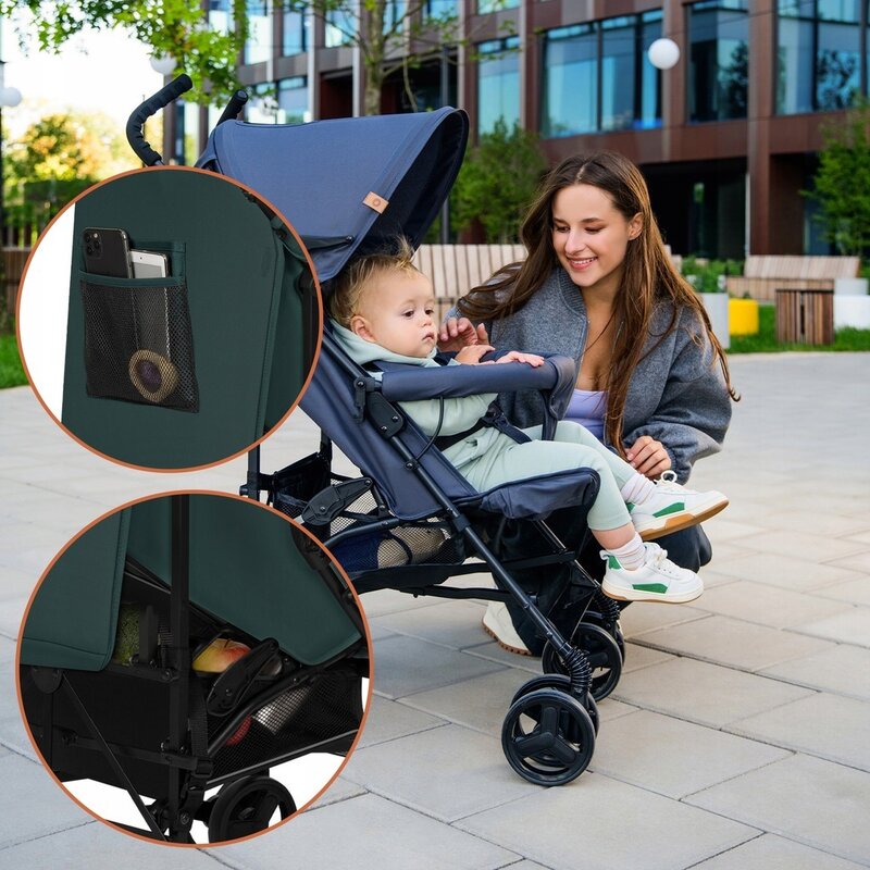 Carucior Sport Lionelo Elia Pliere Umbrela Plasa Tantari Verde Grafit