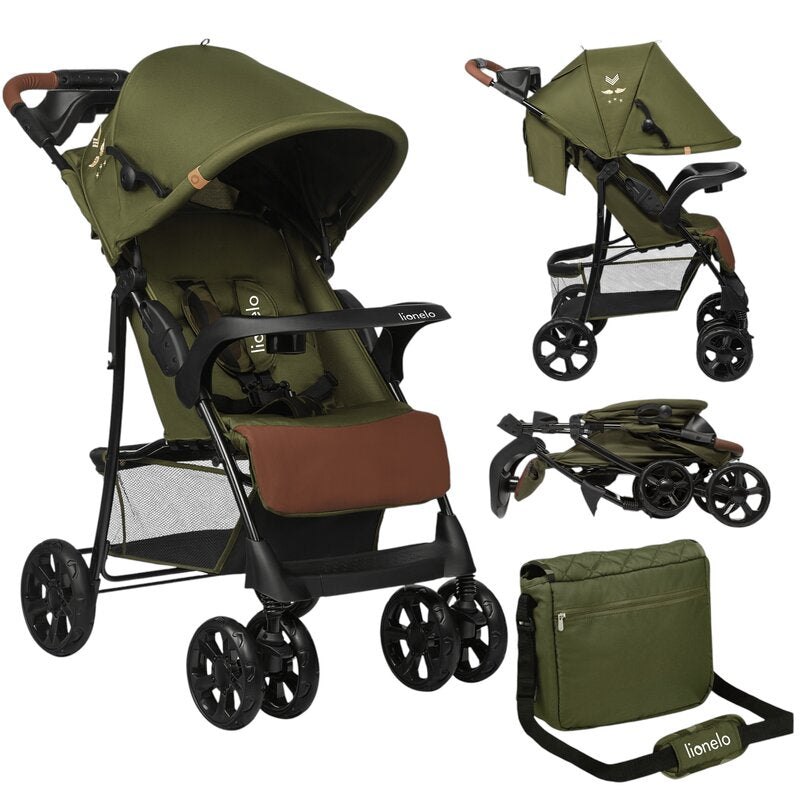 Carucior sport Lionelo Emma Plus Forest Green – carucior, geanta si pozitie pliata