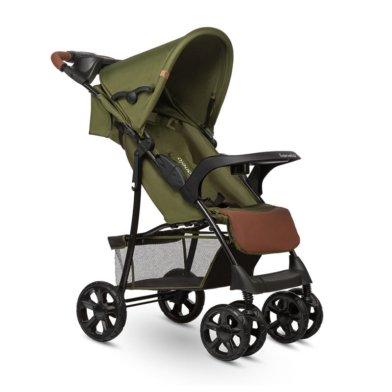 Carucior sport, Lionelo, Emma Plus, Cu tavita, 2 Suporturi pentru pahar, Geanta accesorii, Conform cu standardul european de securitate EN1888-1, Forest Green