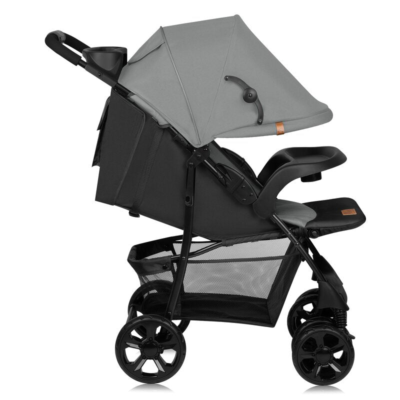 Carucior sport Lionelo Emma Plus Grey Dove – vedere laterala cu capotina