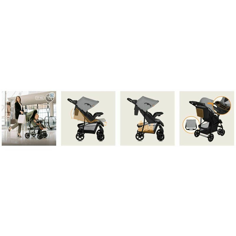 Carucior sport Lionelo Emma Plus Grey Dove – colaj cu detalii de utilizare