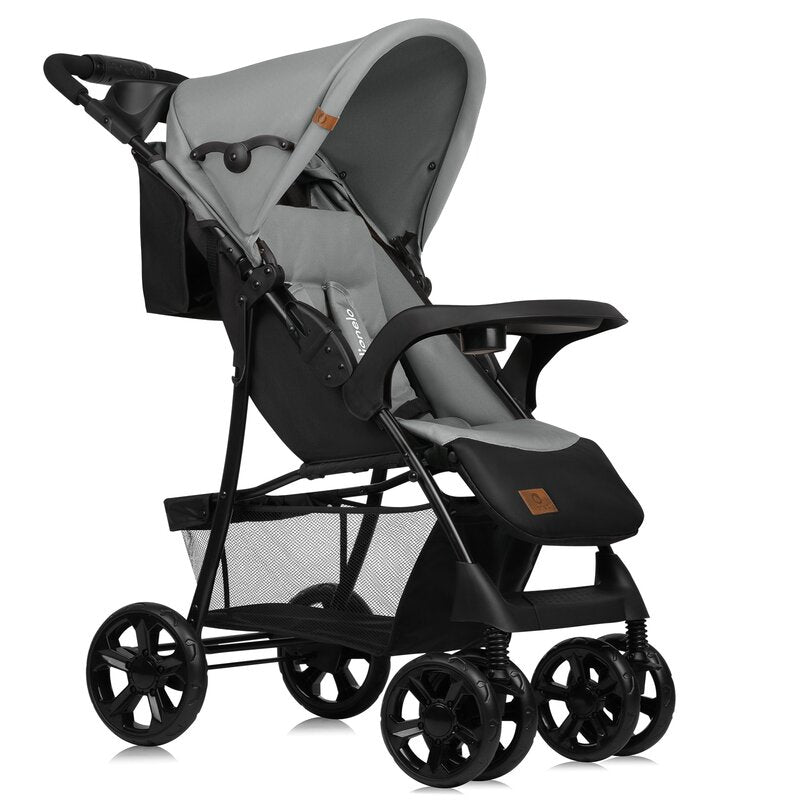 Carucior sport, Lionelo, Emma Plus, Cu tavita, 2 Suporturi pentru pahar, Geanta accesorii, Conform cu standardul european de securitate EN1888-1, Gri