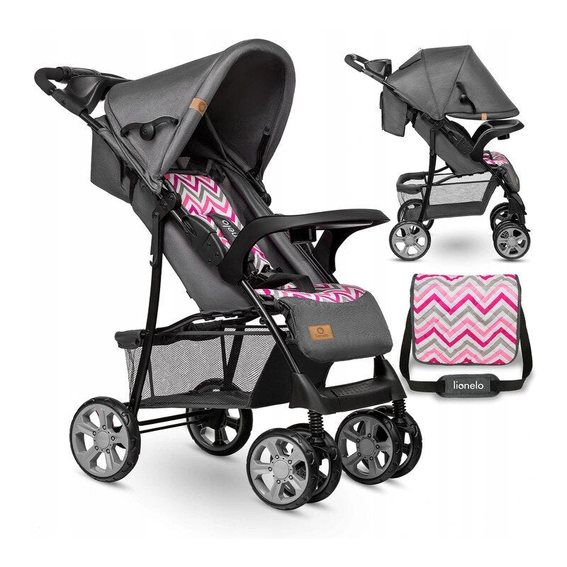 Carucior sport Lionelo Emma Plus Pink Scandi – carucior, geanta si pozitie pliata