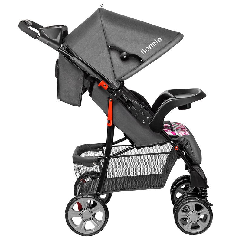 Carucior sport, Lionelo, Emma Plus, Cu tavita, 2 Suporturi pentru pahar, Geanta accesorii, Conform cu standardul european de securitate EN1888-1, Pink Scandi
