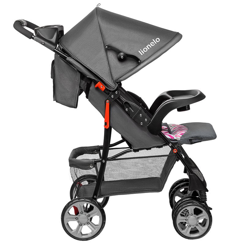 Carucior sport, Lionelo, Emma Plus, Cu tavita, 2 Suporturi pentru pahar, Geanta accesorii, Conform cu standardul european de securitate EN1888-1, Pink Scandi