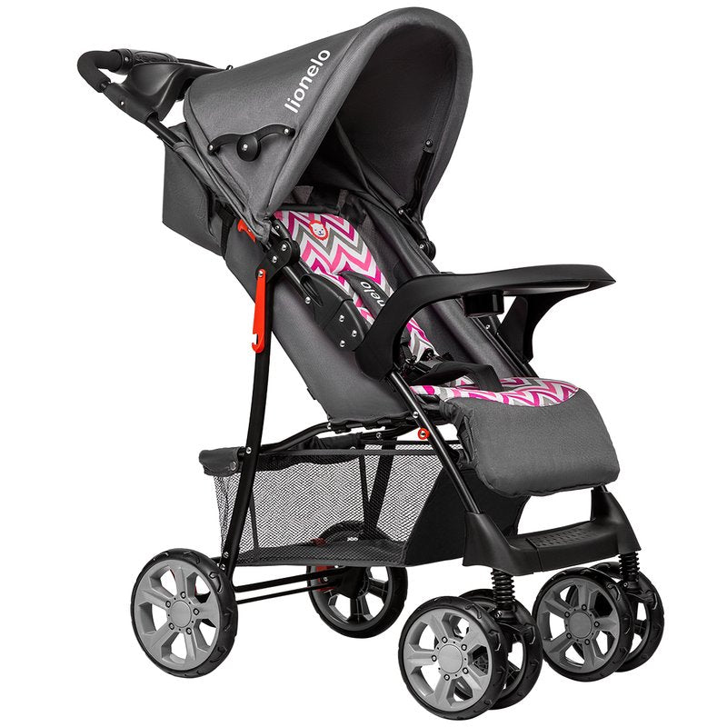 Carucior sport, Lionelo, Emma Plus, Cu tavita, 2 Suporturi pentru pahar, Geanta accesorii, Conform cu standardul european de securitate EN1888-1, Pink Scandi