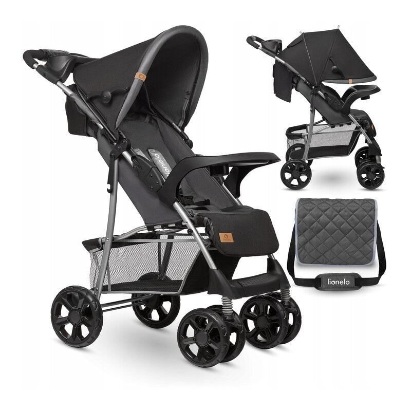 Carucior sport Lionelo Emma Plus Stone – carucior, geanta si pozitie pliata